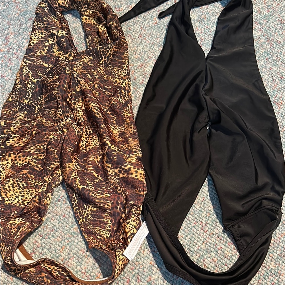 NWOT Leopard Print and Black Halter Tops